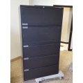 Global Black 5 Drawer Lateral File Cabinet, Locking